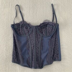 Women’s Medium OUT FROM UNDER UO Modern Love Lace Boned Corset Top Slate Blue